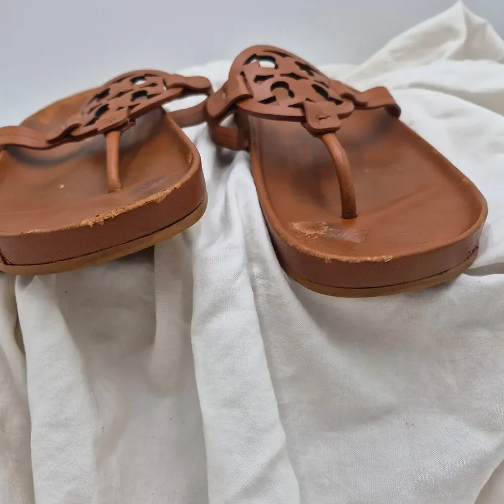 TORY BURCH MILLER CLOUD LEATHER SANDAL TAN SZ 10.5